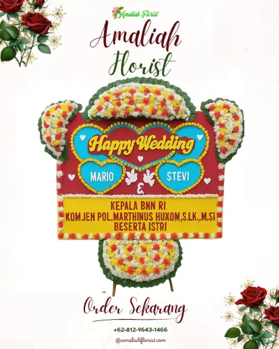 Karangan Papan Bunga Pernikahan di Jelutung